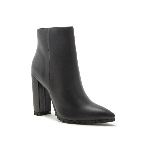 Black Chunky Block High Heel Ankle Booties - Picture 3 of 8